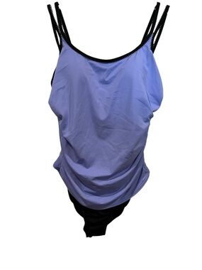 Miraclesuit one piece ruched lavender swimsuit size 12
